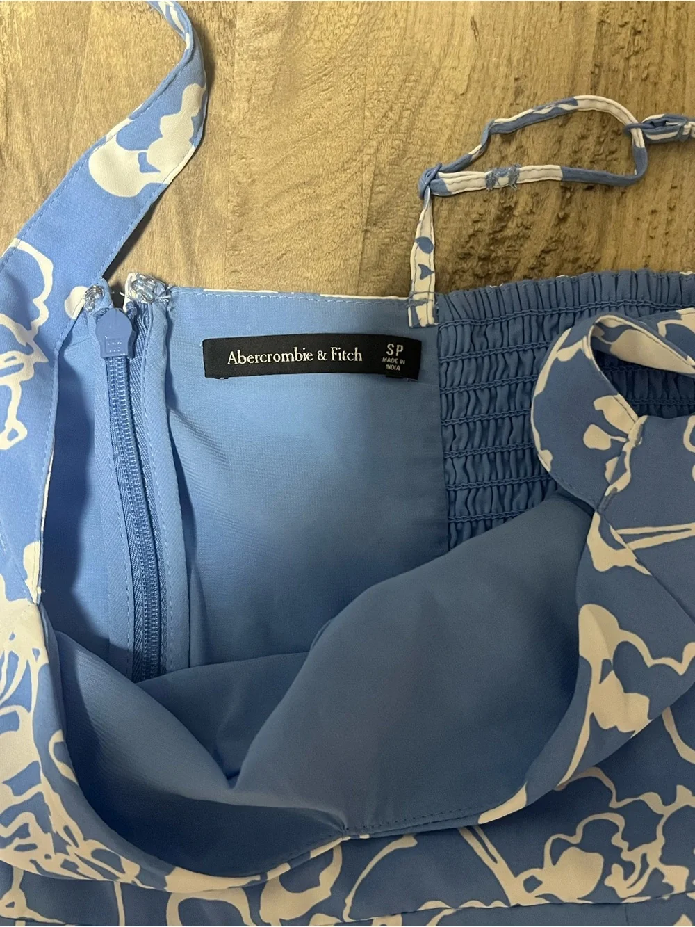Abercrombie & Fitch Drama Ruffle Tiered French Blue Floral Maxi Dress